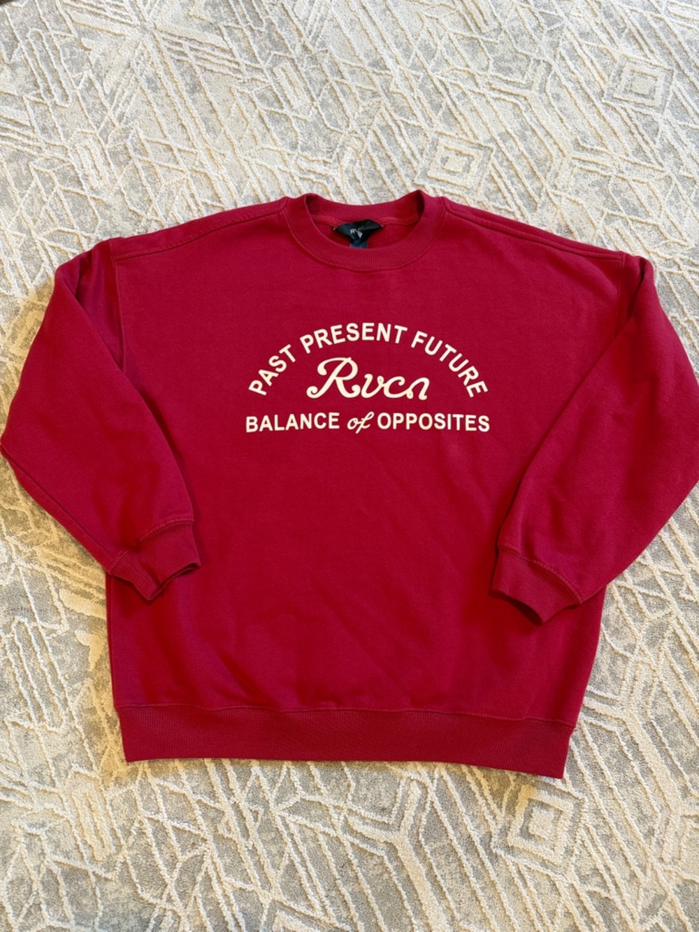 RVCA Red Crewneck Sweatshirt with White Logo-XS-Gently used
